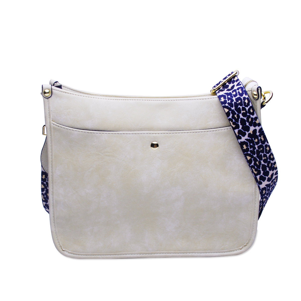 Button Leopard Messenger Bag-Zipper