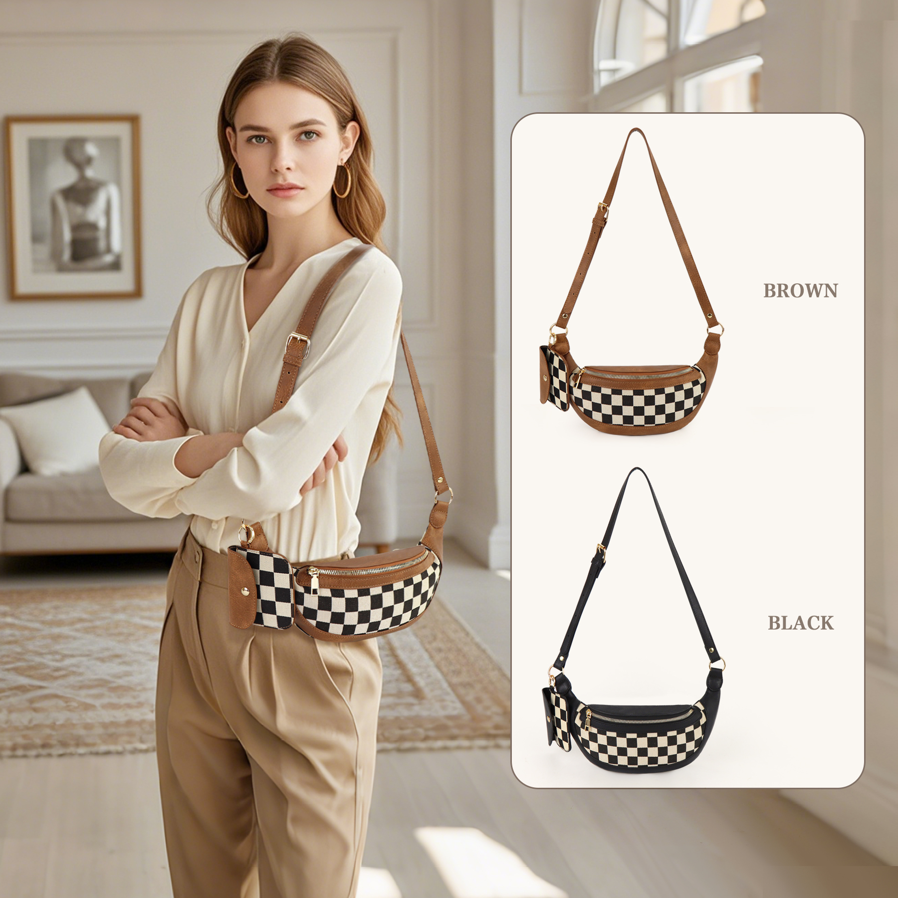 Checkered Crossbody Bag