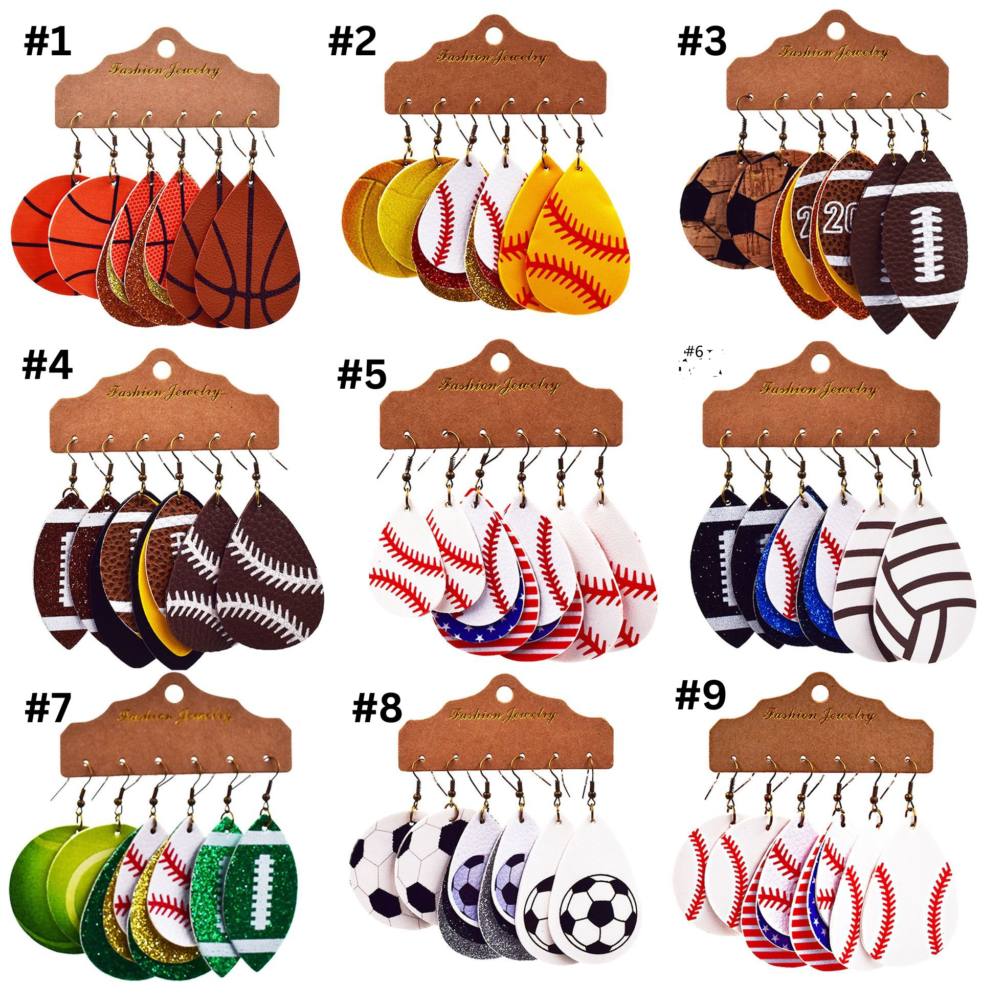 Rugby Football Leather Earrings|2pcs(12pairs)