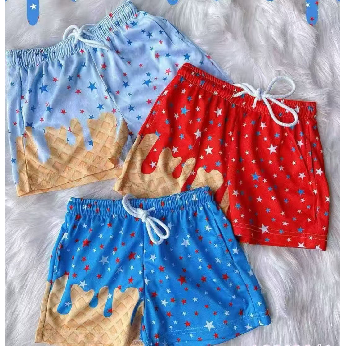 Adult-Kid-Multicolor Waffle Ice Cream Shorts