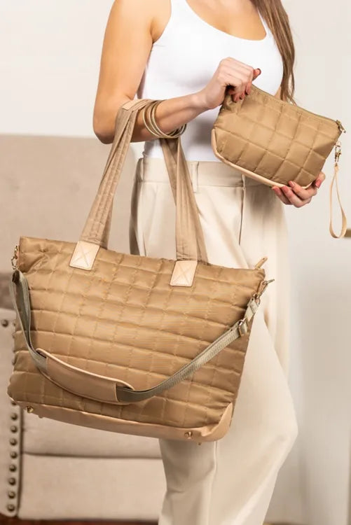 Down Handbag Quilted Zipper  Fluffy Work Tote Bag