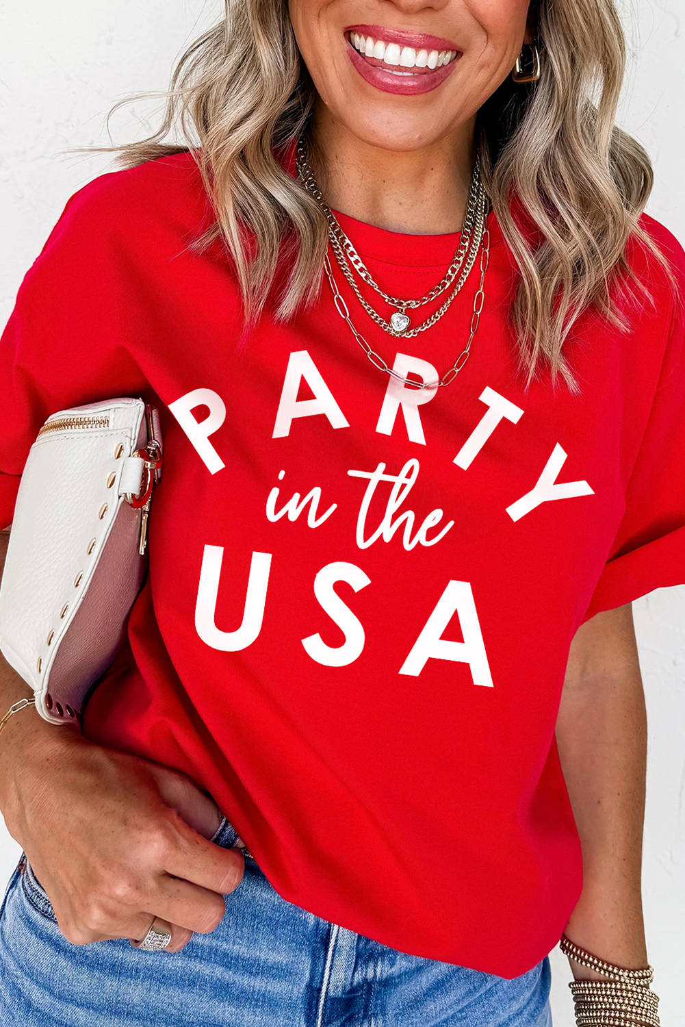 PARTY in the USA Printed Independence Day T Shirt