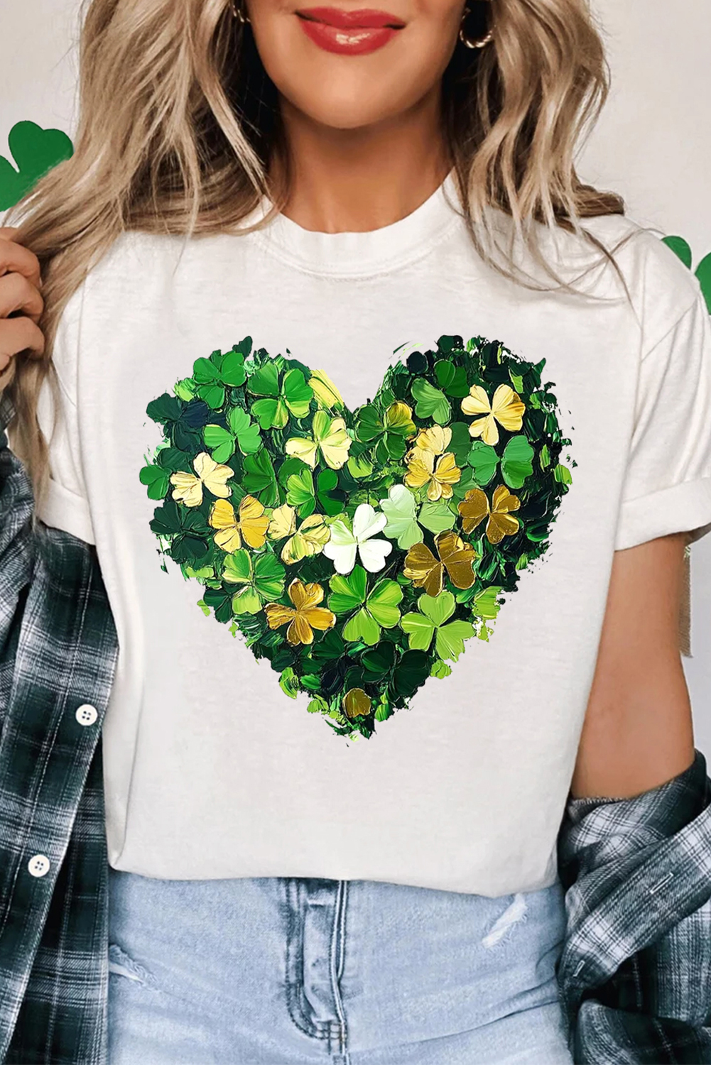 St Patricks Day Clover Heart T Shirt