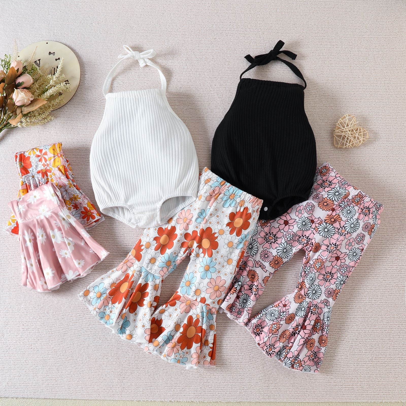Children Backless Top + Flared Pants Set