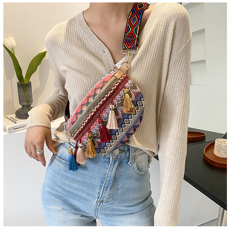 Vintage Colorful Handwoven Waist Bag