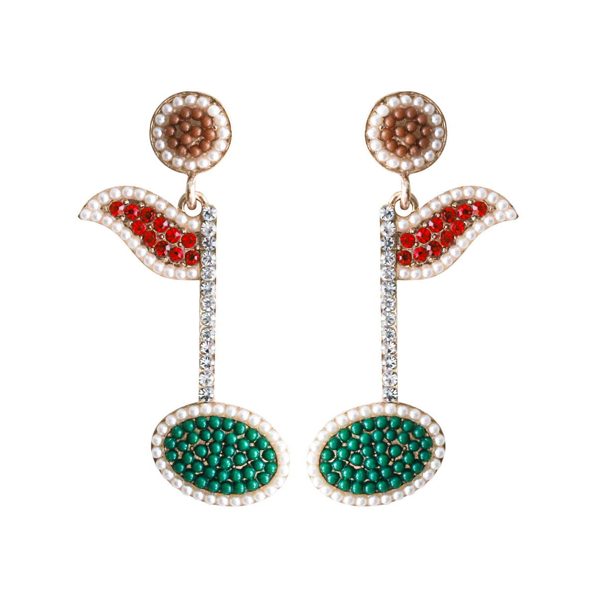 Golf Club Alloy Rice Beads Diamond Earrings