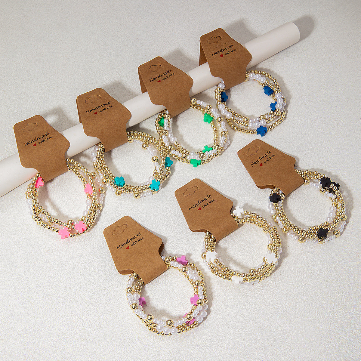 4-Piece Set Of Beaded Elastic Bracelets
