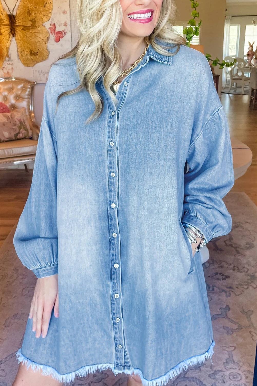 Washed Denim Shirt Dress