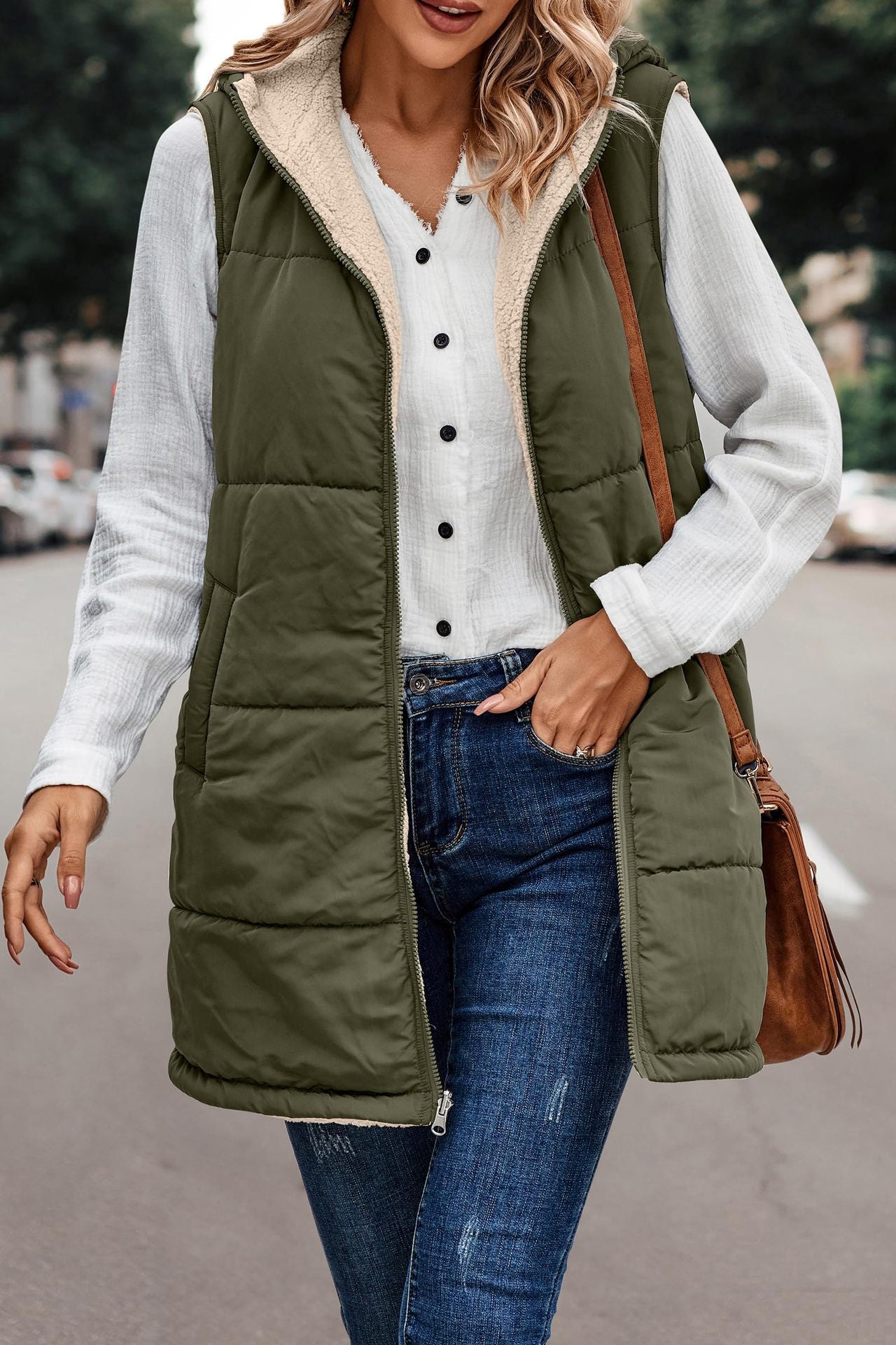 Hooded Reversible Vest Jacket